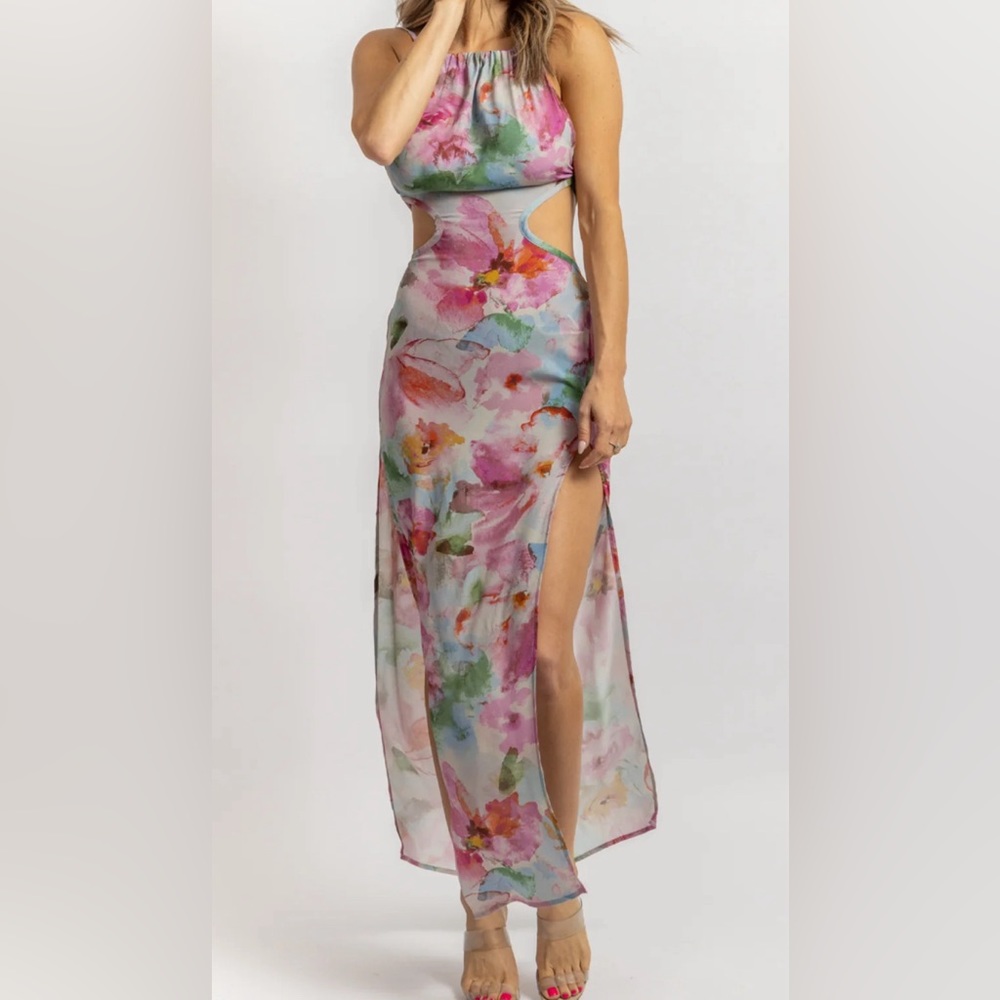 Floral, open back maxi